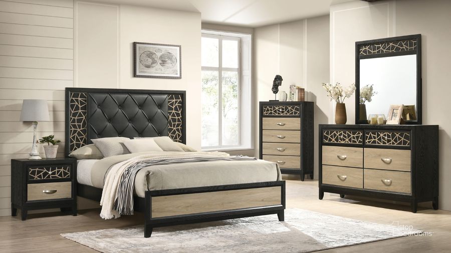 The appearance of Selena 4 Piece King Bedroom Set with Wooden Pattern In Black designed by Galaxy Home Furnishings in the modern / contemporary interior design. This black piece of furniture  was selected by 1StopBedrooms from Selena Collection to add a touch of cosiness and style into your home. Sku: 601955549530. Material: Wood. Product Type: Bedroom Set. Image1