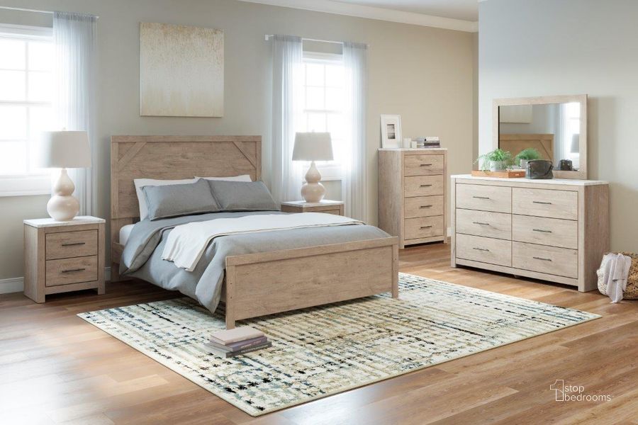 The appearance of Senniberg Light Brown And White Panel Bedroom Set designed by Signature Design by Ashley in the transitional interior design. This light brown/white piece of furniture  was selected by 1StopBedrooms from Senniberg Collection to add a touch of cosiness and style into your home. Sku: B1191-71;B1191-96;B1191-92. Bed Type: Panel Bed. Material: Wood. Product Type: Panel Bed. Bed Size: Queen. Image1