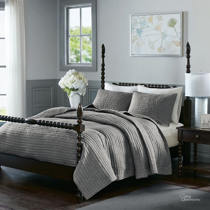 The appearance of Serene Cotton Hand Quilted Queen Coverlet Set In Grey designed by Olliix in the transitional interior design. This grey piece of furniture  was selected by 1StopBedrooms from Serene Collection to add a touch of cosiness and style into your home. Sku: MPS13-272. Bed Size: Queen. Material: Cotton. Product Type: Coverlet Set. Image1