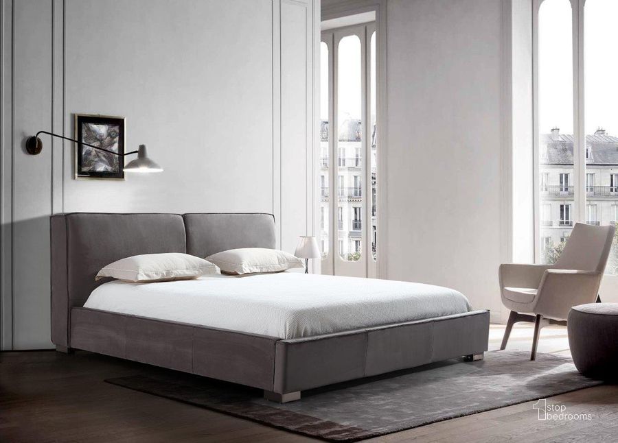 The appearance of Serene King Bed In Grey designed by J&M in the modern / contemporary interior design. This grey piece of furniture  was selected by 1StopBedrooms from Serene Collection to add a touch of cosiness and style into your home. Sku: 18668-K-G. Bed Type: Platform Bed. Material: Wood. Product Type: Platform Bed. Bed Size: King. Image1