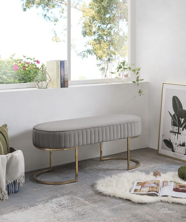 The appearance of Set Of 2 Julianne Gray Velvet Bench With Metal Base designed by Lilola Home in the modern / contemporary interior design. This gray piece of furniture  was selected by 1StopBedrooms from Julianne Collection to add a touch of cosiness and style into your home. Sku: 88887. Material: Metal. Product Type: Bench. Image1