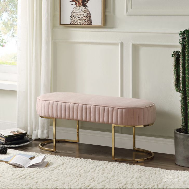 The appearance of Set Of 2 Julianne Pink Velvet Bench With Metal Base designed by Lilola Home in the modern / contemporary interior design. This pink piece of furniture  was selected by 1StopBedrooms from Julianne Collection to add a touch of cosiness and style into your home. Sku: 88886. Material: Metal. Product Type: Bench. Image1