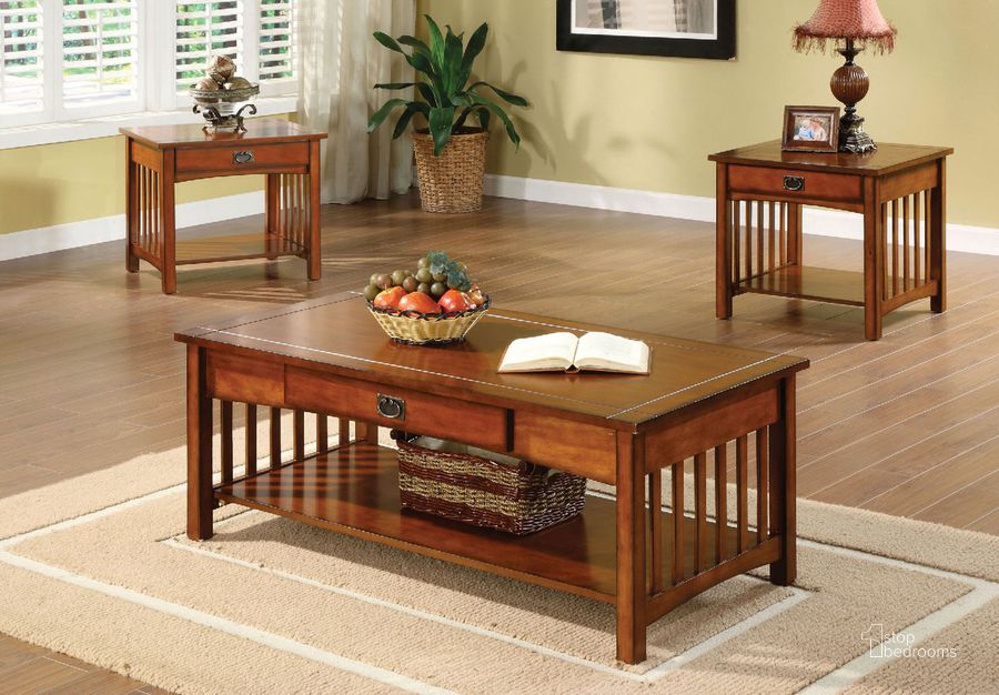 The appearance of Seville 3 Piece Table Set In Antique Oak designed by Furniture of America in the transitional interior design. This antique oak piece of furniture  was selected by 1StopBedrooms from Seville Collection to add a touch of cosiness and style into your home. Sku: CM4245-3PK. Material: Wood. Product Type: Occasional Table Set.
