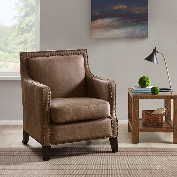 The appearance of Shasta Accent Chair In Brown designed by Olliix in the industrial interior design. This brown piece of furniture  was selected by 1StopBedrooms from Shasta Collection to add a touch of cosiness and style into your home. Sku: II100-0267. Material: Wood. Product Type: Accent Chair. Image1
