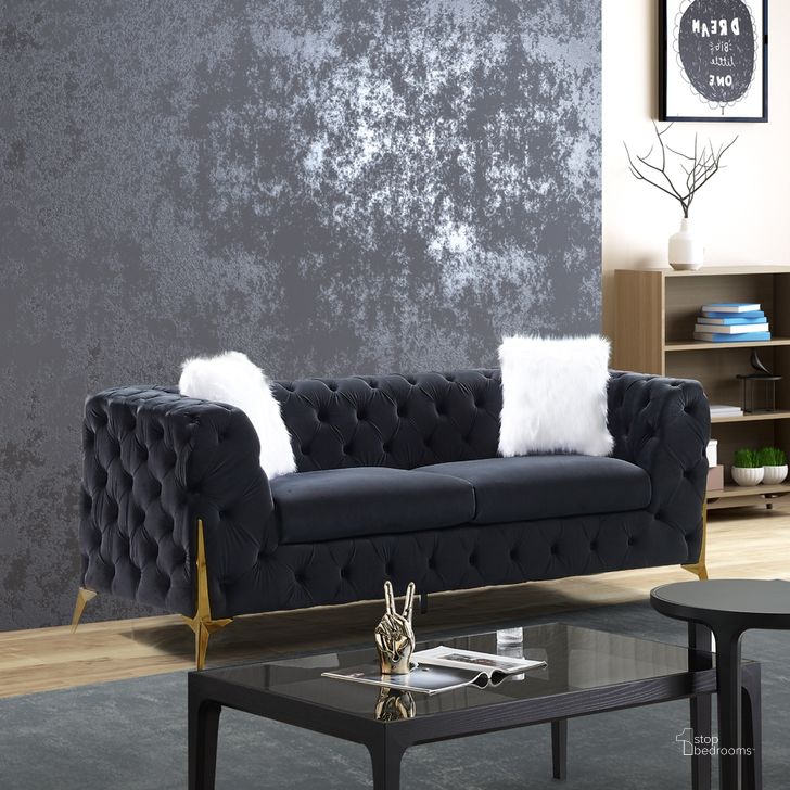 The appearance of Sheila Black Velvet Sofa designed by Premier Home in the modern / contemporary interior design. This black piece of furniture  was selected by 1StopBedrooms from Sheila Collection to add a touch of cosiness and style into your home. Sku: FS361-BK-SO. Product Type: Sofa. Material: Velvet.
