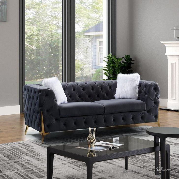 The appearance of Sheila Dark Grey Velvet Sofa designed by Premier Home in the modern / contemporary interior design. This grey piece of furniture  was selected by 1StopBedrooms from Sheila Collection to add a touch of cosiness and style into your home. Sku: FS361-GR-SO. Product Type: Sofa. Material: Velvet. Image1