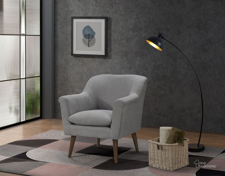 The appearance of Shelby Steel Gray Woven Fabric Armchair designed by Lilola Home in the transitional interior design. This steel gray piece of furniture  was selected by 1StopBedrooms from Shelby Collection to add a touch of cosiness and style into your home. Sku: 88867MG. Material: Wood. Product Type: Arm Chair. Image1