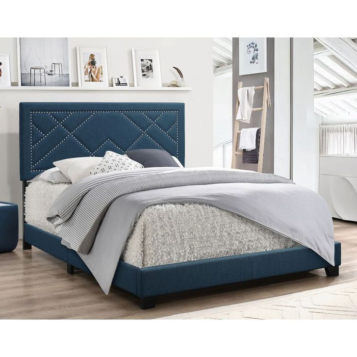 The appearance of Shellmore Blue King Panel Bed designed by Isaac Tahari in the transitional interior design. This dark teal piece of furniture  was selected by 1StopBedrooms from Shellmore Collection to add a touch of cosiness and style into your home. Sku: 20857EK. Bed Type: Panel Bed. Material: Wood. Product Type: Panel Bed. Bed Size: King. Image1