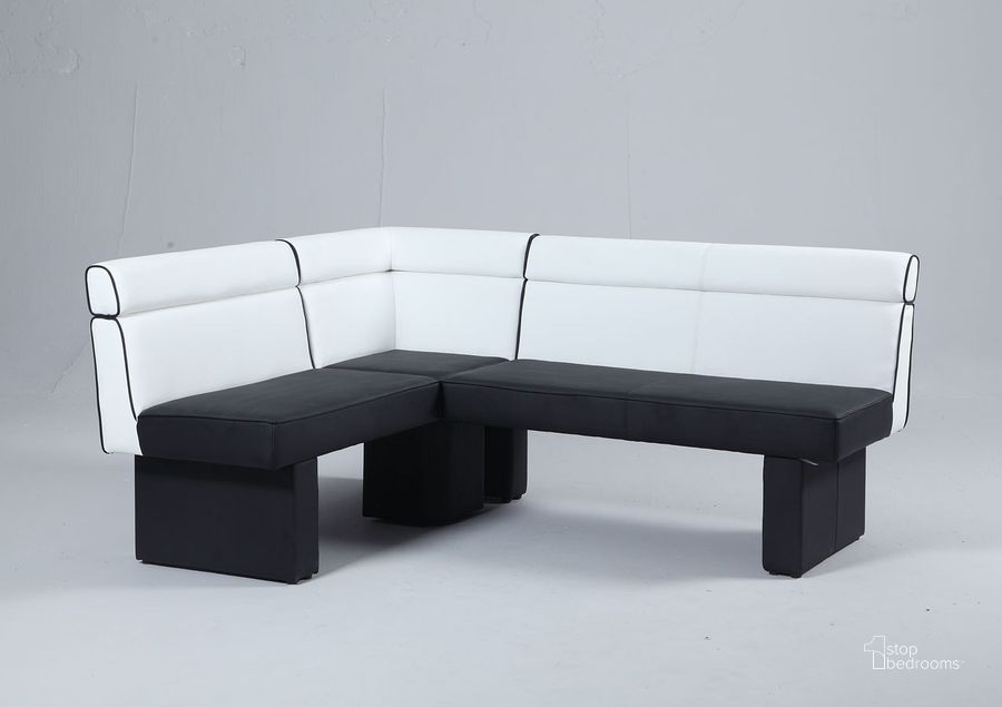 The appearance of Shepherds Lane White and Black Dining Bench designed by Luxe Linea in the modern / contemporary interior design. This white and black piece of furniture  was selected by 1StopBedrooms from Shepherds Lane Collection to add a touch of cosiness and style into your home. Sku: NATASHA-NOOK. Material: Faux Leather. Product Type: Dining Bench. Image1