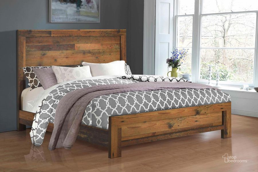 The appearance of Sidney Rustic Pine Queen Panel Bed designed by Coaster in the rustic / southwestern interior design. This brown piece of furniture  was selected by 1StopBedrooms from Sidney Collection to add a touch of cosiness and style into your home. Sku: 223141Q. Bed Type: Panel Bed. Material: Wood. Product Type: Panel Bed. Bed Size: Queen. Image1