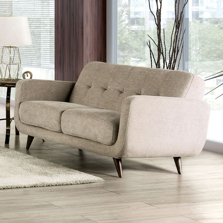 The appearance of Siegen Loveseat In Beige designed by Furniture of America in the transitional interior design. This beige piece of furniture  was selected by 1StopBedrooms from Siegen Collection to add a touch of cosiness and style into your home. Sku: SM6043-LV. Material: Wood. Product Type: Loveseat. Image1