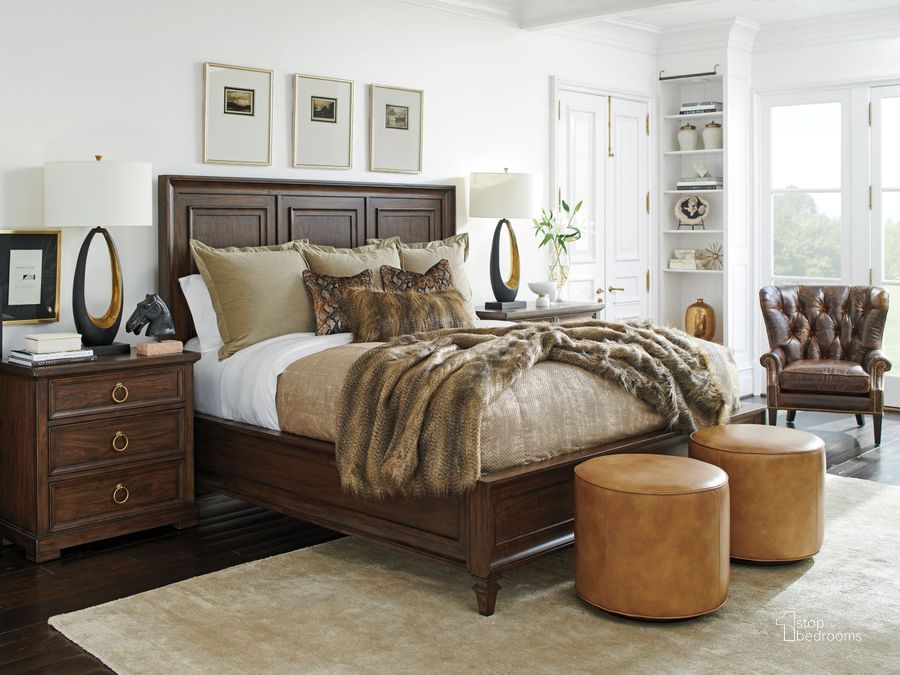 The appearance of Silverado Walnut Creek Panel Bedroom Set designed by Lexington in the transitional interior design. This brown piece of furniture  was selected by 1StopBedrooms from Silverado Collection to add a touch of cosiness and style into your home. Sku: 01-0740-133C;01-0740-622. Material: Wood. Product Type: Panel Bed. Bed Size: Queen. Image1