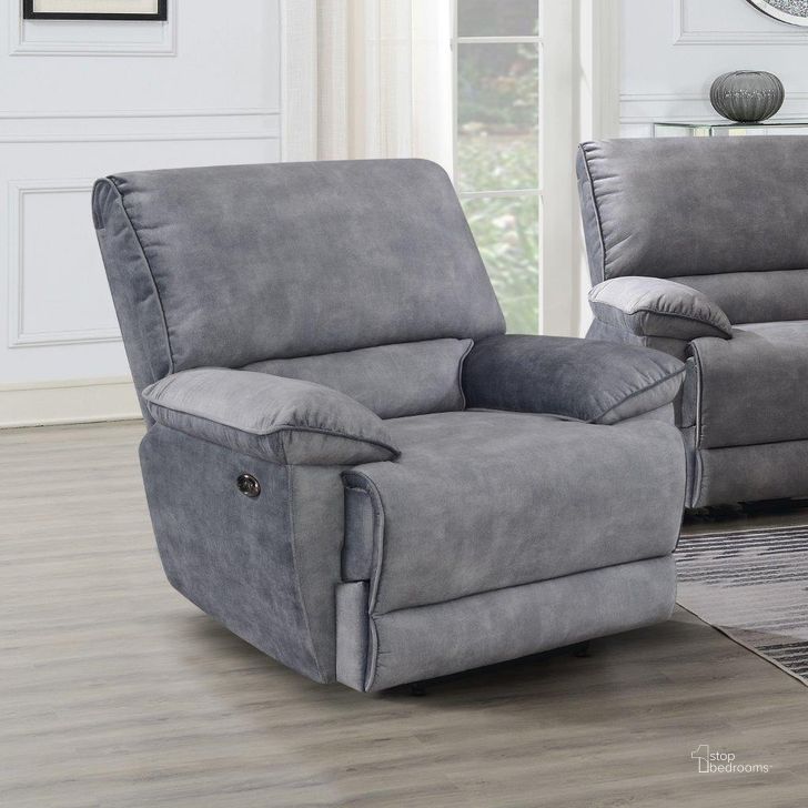 The appearance of Simone Power Recliner In Gray designed by Steve Silver in the  interior design. This gray piece of furniture  was selected by 1StopBedrooms from Simone Collection to add a touch of cosiness and style into your home. Sku: SO950R. Product Type: Recliner. Material: Plywood. Image1