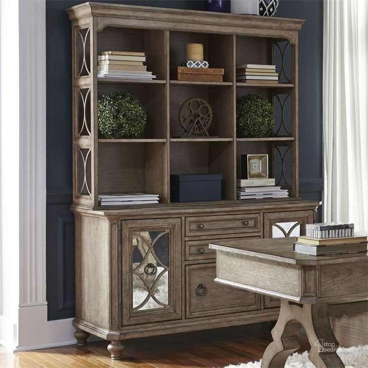 The appearance of Simply Elegant Credenza and Hutch Set In Heathered Taupe designed by Liberty in the country / farmhouse interior design. This taupe piece of furniture  was selected by 1StopBedrooms from Simply Elegant Collection to add a touch of cosiness and style into your home. Sku: 412-HO120;412-HO131. Product Type: Credenza. Material: Rubberwood. Image1