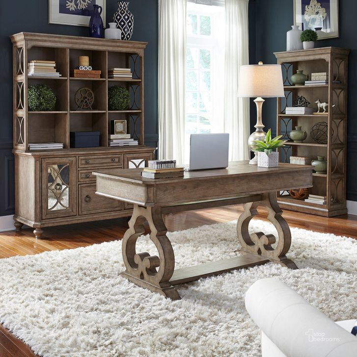 The appearance of Simply Elegant Heathered Taupe Home Office Set designed by Liberty in the transitional interior design. This brown piece of furniture  was selected by 1StopBedrooms from Simply Elegant Collection to add a touch of cosiness and style into your home. Sku: 412-HO111;412-HO201. Material: Wood. Product Type: Home Office Set. Image1