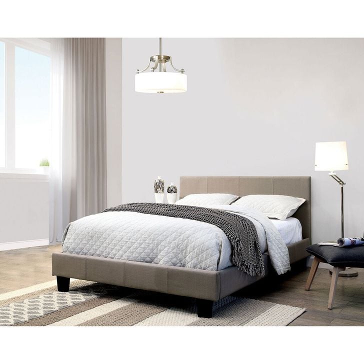 The appearance of Sims Eastern King Bed In Gray designed by Furniture of America in the modern / contemporary interior design. This gray piece of furniture  was selected by 1StopBedrooms from Sims Collection to add a touch of cosiness and style into your home. Sku: CM7078GY-EK-HB-VN;CM7078GY-EK-FBR-VN. Bed Type: Panel Bed. Material: Wood. Product Type: Panel Bed. Bed Size: King.
