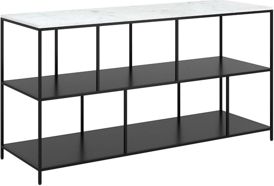 The appearance of Singularity Console Table In White And Black designed by Zuo Modern in the modern / contemporary interior design. This white and black piece of furniture  was selected by 1StopBedrooms from Singularity Collection to add a touch of cosiness and style into your home. Sku: 109487. Product Type: Console Table. Material: Iron. Image1
