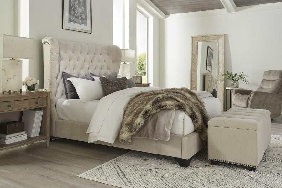 The appearance of Sleep Chloe Meringue King Bed designed by Parker House in the transitional interior design. This natural piece of furniture  was selected by 1StopBedrooms from Chloe Collection to add a touch of cosiness and style into your home. Sku: BCHL#9000HB-MER;BCHL#9020FBR-MER. Bed Type: Panel Bed. Material: Polyester. Product Type: Panel Bed. Bed Size: King. Image1