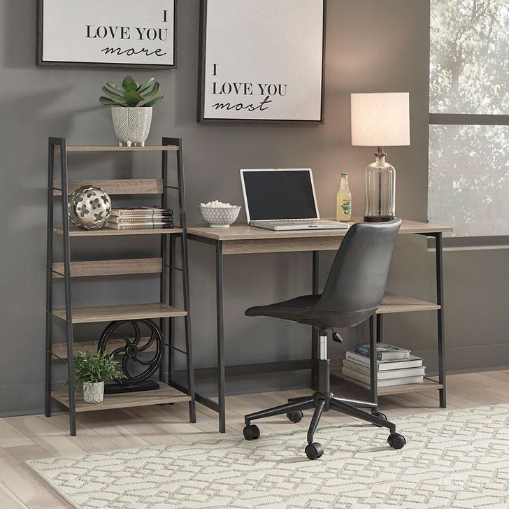 The appearance of Soho Brown And Black Home Office Set designed by Signature Design by Ashley in the transitional interior design. This light brown/gunmetal piece of furniture  was selected by 1StopBedrooms from Soho Collection to add a touch of cosiness and style into your home. Sku: Z1411838;H200-09. Material: Metal. Product Type: Home Office Set. Image1