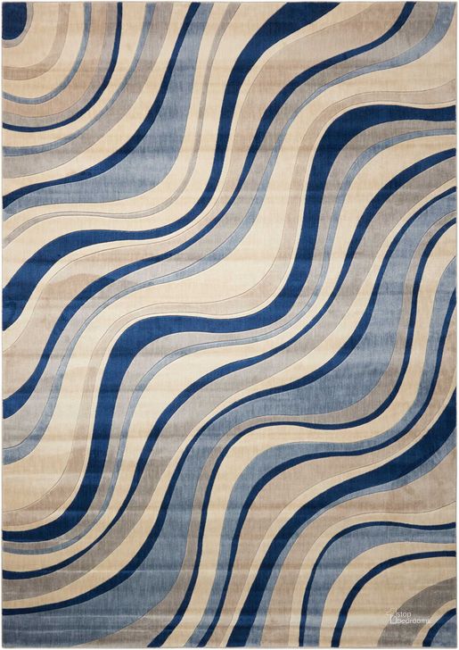 The appearance of Somerset Ivory And Blue 10 X 13 Area Rug designed by Nourison in the modern / contemporary interior design. This ivory and blue piece of furniture  was selected by 1StopBedrooms from Somerset Collection to add a touch of cosiness and style into your home. Sku: 99446312235. Material: Polyester. Product Type: Area Rugs. Image1