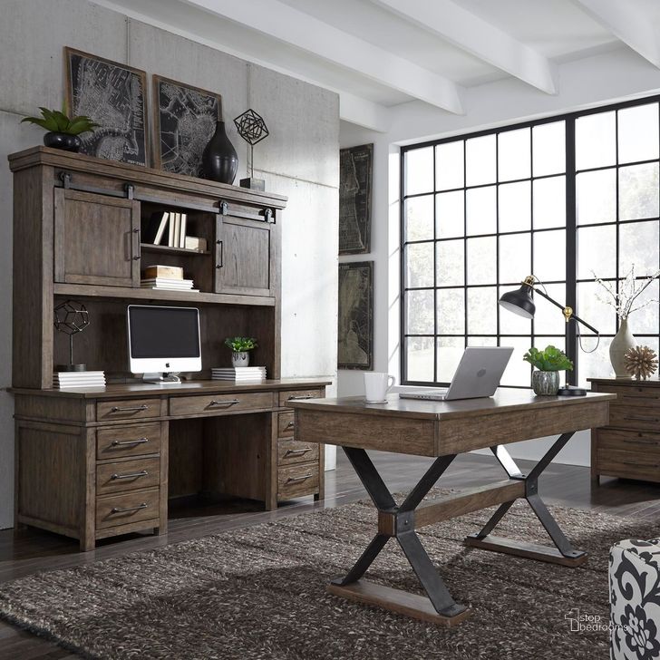 The appearance of Sonoma Road Weather Beaten Bark Writing Home Office Set designed by Liberty in the industrial interior design. This brown piece of furniture  was selected by 1StopBedrooms from Sonoma Road Collection to add a touch of cosiness and style into your home. Sku: 473-HO107;473-HO145. Material: Wood. Product Type: Home Office Set. Image1