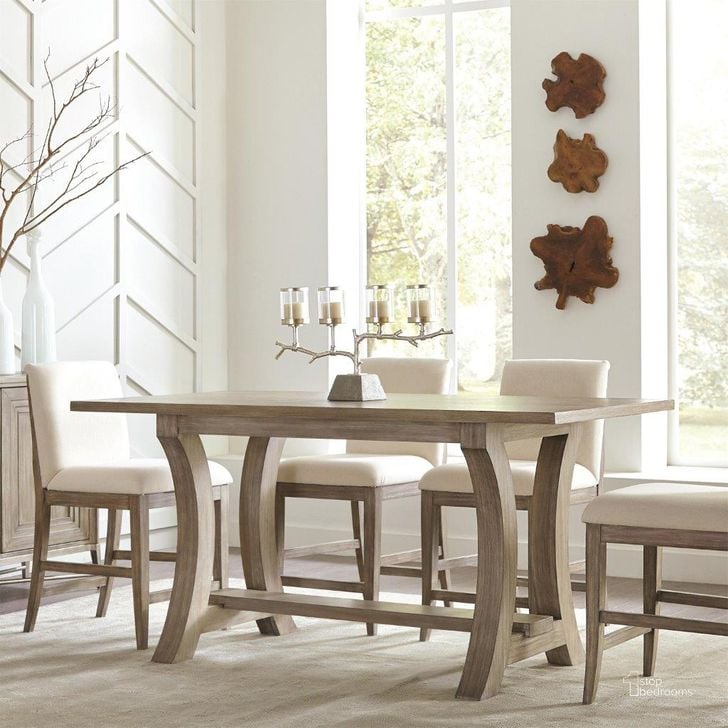 The appearance of Sophie Natural 76 Inch Counter Height Table designed by Riverside Furniture in the transitional interior design. This brown piece of furniture  was selected by 1StopBedrooms from Sophie Collection to add a touch of cosiness and style into your home. Sku: 50346. Table Base Style: Double Pedestal. Product Type: Dining Table. Table Top Shape: Rectangular. Size: 76". Image1