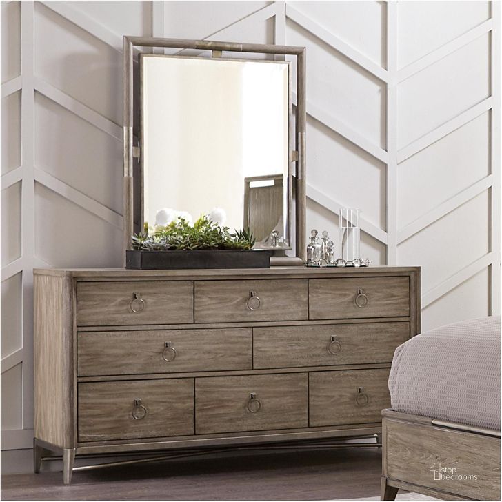 The appearance of Sophie Natural Mirror designed by Riverside Furniture in the transitional interior design. This gray piece of furniture  was selected by 1StopBedrooms from Sophie Collection to add a touch of cosiness and style into your home. Sku: 50361. Product Type: Dresser Mirror. Image1
