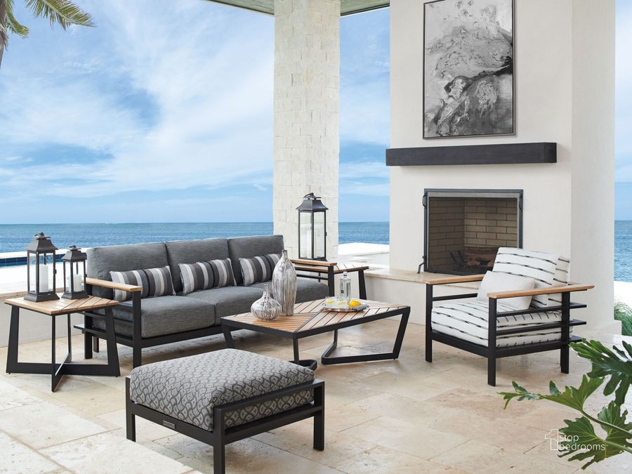 The appearance of South Beach Dark Graphite Outdoor Rectangular Occasional Table Set designed by Tommy Bahama in the modern / contemporary interior design. This black and brown piece of furniture  was selected by 1StopBedrooms from South Beach Collection to add a touch of cosiness and style into your home. Sku: 01-3940-943;01-3940-957. Material: Aluminum. Product Type: Occasional Table Set. Image1