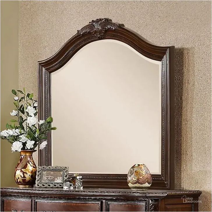 The appearance of South Yorkshire Brown Cherry Mirror designed by Furniture of America in the modern / contemporary interior design. This brown piece of furniture  was selected by 1StopBedrooms from South Yorkshire Collection to add a touch of cosiness and style into your home. Sku: CM7267M. Material: Glass. Product Type: Dresser Mirror. Image1