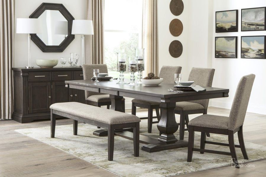 The appearance of Southlake Wire Brushed Rustic Brown Extendable Dining Room Set designed by Homelegance in the transitional interior design. This brown piece of furniture  was selected by 1StopBedrooms from Southlake Collection to add a touch of cosiness and style into your home. Sku: 5741-94;5741-94B;5741S. Table Base Style: Trestle. Material: Wood. Product Type: Dining Room Set. Table Top Shape: Rectangular. Size: 40". Image1