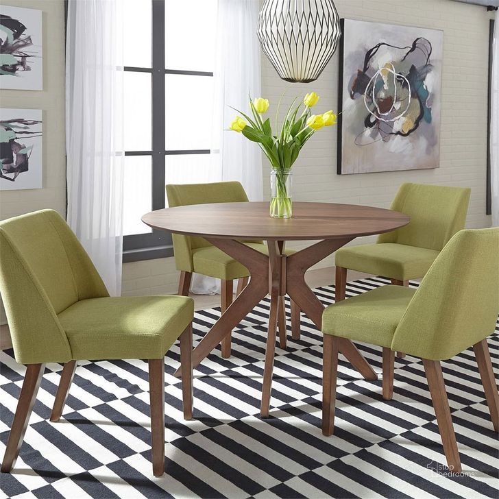 The appearance of Space Savers Round Dining Room Set w/ Green Chairs designed by Liberty in the transitional interior design. This green piece of furniture  was selected by 1StopBedrooms from Space Savers Collection to add a touch of cosiness and style into your home. Sku: 198-T4747;198-C9001S-GE. Table Top Shape: Round. Material: Wood. Product Type: Dining Room Set. Image1