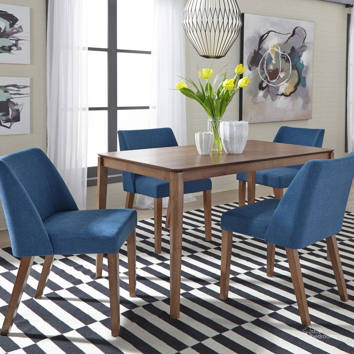 The appearance of Space Savers Satin Walnut Rectangular Leg Dining Room Set designed by Liberty in the transitional interior design. This blue piece of furniture  was selected by 1StopBedrooms from Space Savers Collection to add a touch of cosiness and style into your home. Sku: 198-T3253;198-C9001S-BU. Material: Wood. Product Type: Dining Room Set. Table Top Shape: Rectangular. Image1