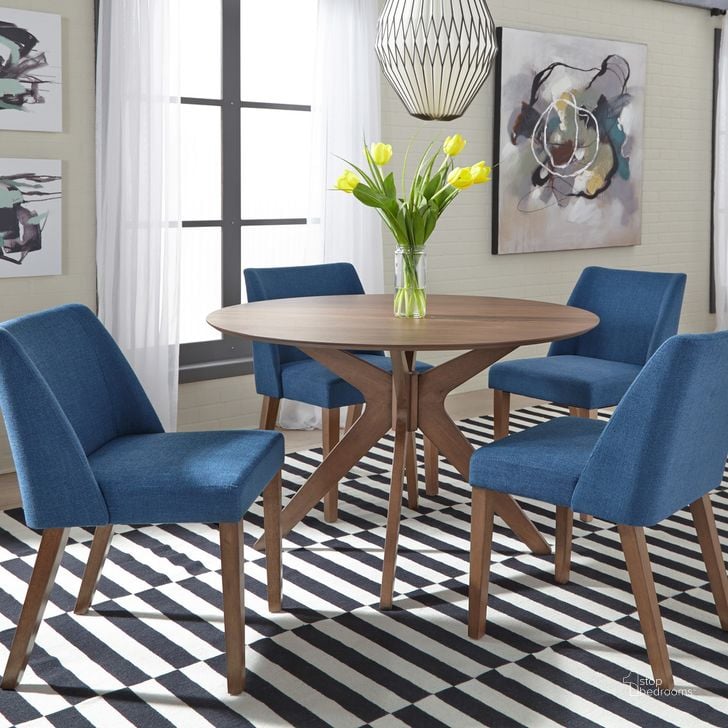 The appearance of Space Savers Satin Walnut Round Pedestal Dining Room Set designed by Liberty in the transitional interior design. This blue piece of furniture  was selected by 1StopBedrooms from Space Savers Collection to add a touch of cosiness and style into your home. Sku: 198-T4747;198-C9001S-BU. Table Top Shape: Round. Material: Wood. Product Type: Dining Room Set. Image1