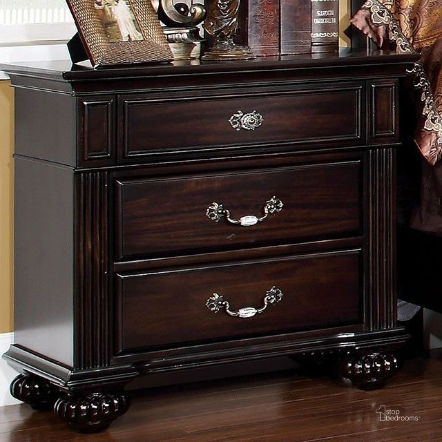 The appearance of Spenbrooke Brown Nightstand designed by Off 5th Home in the transitional interior design. This brown piece of furniture  was selected by 1StopBedrooms from Spenbrooke Collection to add a touch of cosiness and style into your home. Sku: CM7129N. Material: Wood. Product Type: Nightstand. Image1
