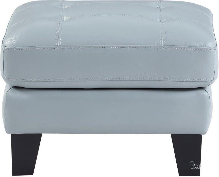 The appearance of Spivey Aqua Leather Ottoman designed by Homelegance in the transitional interior design. This blue piece of furniture  was selected by 1StopBedrooms from Spivey Collection to add a touch of cosiness and style into your home. Sku: 9460AQ-4. Material: Leather. Product Type: Ottoman. Image1