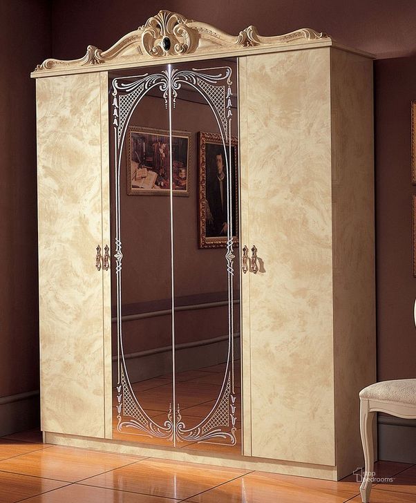 The appearance of Spring Valley Ivory Armoire and Wardrobe 0qd2357037 designed by Versailles Home in the traditional interior design. This ivory piece of furniture  was selected by 1StopBedrooms from Spring Valley Collection to add a touch of cosiness and style into your home. Sku: BAROCCO4DOORW/D. Material: Wood. Product Type: Armoires and Wardrobe. Image1