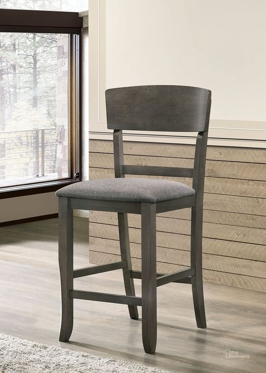 The appearance of Stacie Counter Height Chair Set of 2 In Gray designed by Furniture of America in the transitional interior design. This gray piece of furniture  was selected by 1StopBedrooms from Stacie Collection to add a touch of cosiness and style into your home. Sku: CM3733GY-PC-2PK. Material: Wood. Product Type: Counter Height Chair.