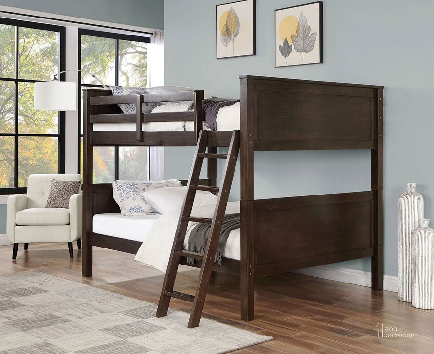 The appearance of Stamos Full Over Full Bunk Bed In Walnut designed by Furniture of America in the transitional interior design. This walnut piece of furniture  was selected by 1StopBedrooms from Stamos Collection to add a touch of cosiness and style into your home. Sku: CM-BK658WN-FF-1;CM-BK658WN-FF-2;CM-BK658WN-FF-3. Bed Type: Bunk Bed. Material: Wood. Product Type: Bunk Bed. Bed Size: Full Over Full. Image1