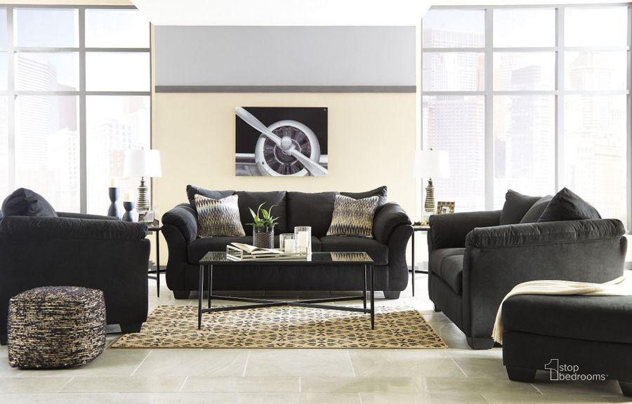 The appearance of Stansville Black Living Room Set designed by FineForm in the modern / contemporary interior design. This black piece of furniture  was selected by 1StopBedrooms from Stansville Collection to add a touch of cosiness and style into your home. Sku: 7500838;7500835. Material: Fabric. Product Type: Living Room Set. Image1