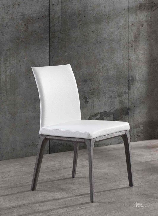 The appearance of Stella Grey Dining Chair Set of 2 designed by Whiteline Modern Living in the modern / contemporary interior design. This grey piece of furniture  was selected by 1StopBedrooms from Stella Collection to add a touch of cosiness and style into your home. Sku: DC1454-GRY/WHT. Material: Wood. Product Type: Dining Chair. Image1