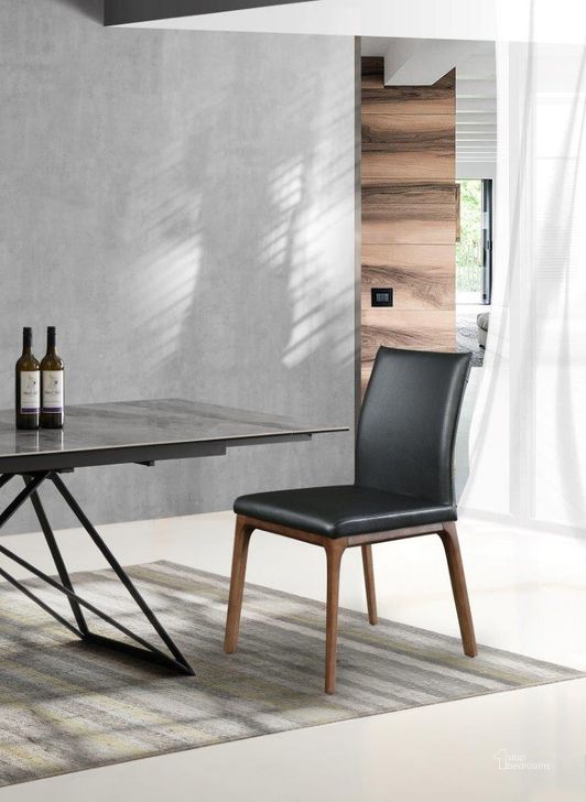 The appearance of Stella Walnut And Black Dining Chair Set of 2 designed by Whiteline Modern Living in the modern / contemporary interior design. This walnut and black piece of furniture  was selected by 1StopBedrooms from Stella Collection to add a touch of cosiness and style into your home. Sku: DC1454-WLT/BLK. Material: Wood. Product Type: Dining Chair.