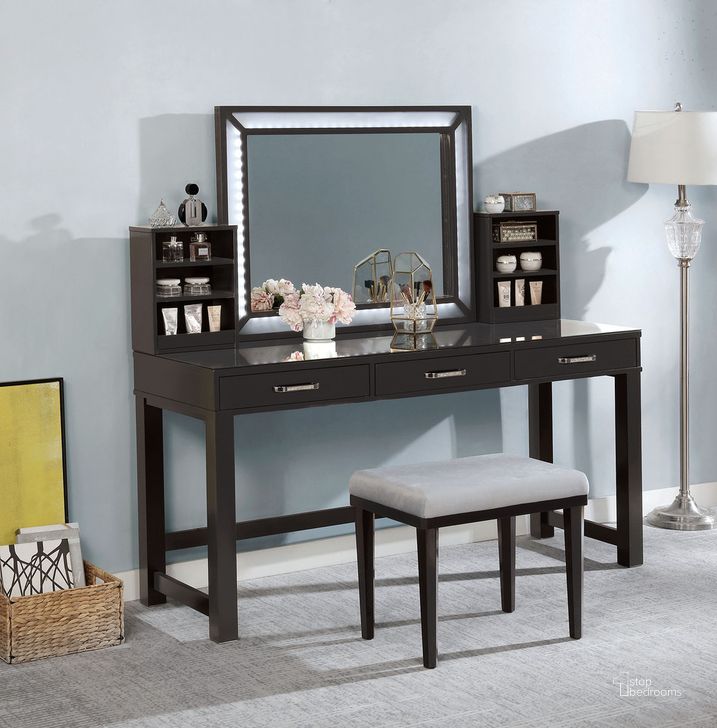 The appearance of Stephanie Vanity Set In Gray designed by Furniture of America in the glam interior design. This gray piece of furniture  was selected by 1StopBedrooms from Stephanie Collection to add a touch of cosiness and style into your home. Sku: FOA-DK5685DG-1;FOA-DK5685DG-2. Material: Wood. Product Type: Vanity Set.