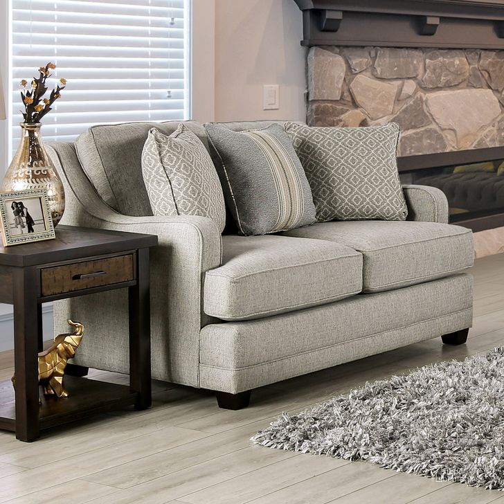 The appearance of Stephney Loveseat In Gray and Gold designed by Furniture of America in the transitional interior design. This gray and gold piece of furniture  was selected by 1StopBedrooms from Stephney Collection to add a touch of cosiness and style into your home. Sku: SM8193-LV. Material: Wood. Product Type: Loveseat. Image1