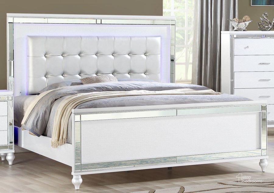 The appearance of Sterling King Size Led Bed Made With Wood In White designed by Galaxy Home Furnishings in the modern / contemporary interior design. This white piece of furniture  was selected by 1StopBedrooms from Sterling Collection to add a touch of cosiness and style into your home. Sku: 808857914392. Bed Type: Platform Bed. Material: Wood. Product Type: Platform Bed. Bed Size: King. Image1