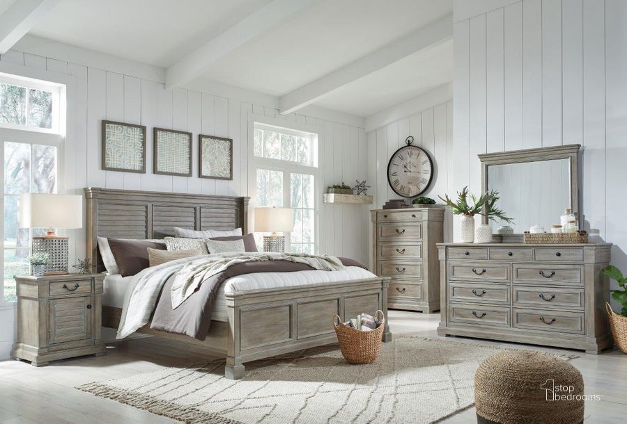 The appearance of Stewartdale Bisque Bedroom Set designed by Bennett Interiors in the transitional interior design. This bisque piece of furniture  was selected by 1StopBedrooms from Stewartdale Collection to add a touch of cosiness and style into your home. Sku: B799-54;B799-57;B799-96;B799-91. Bed Type: Panel Bed. Material: Wood. Product Type: Panel Bed. Bed Size: Queen. Image1