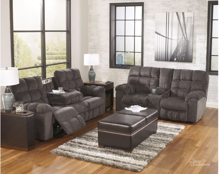 The appearance of Stoddard Slate Living Room Set 0qd2201332c designed by Polished Pine in the modern / contemporary interior design. This slate piece of furniture  was selected by 1StopBedrooms from Stoddard Collection to add a touch of cosiness and style into your home. Sku: 5830089;5830094. Material: Fabric. Product Type: Living Room Set. Key Features: Storage. Image1
