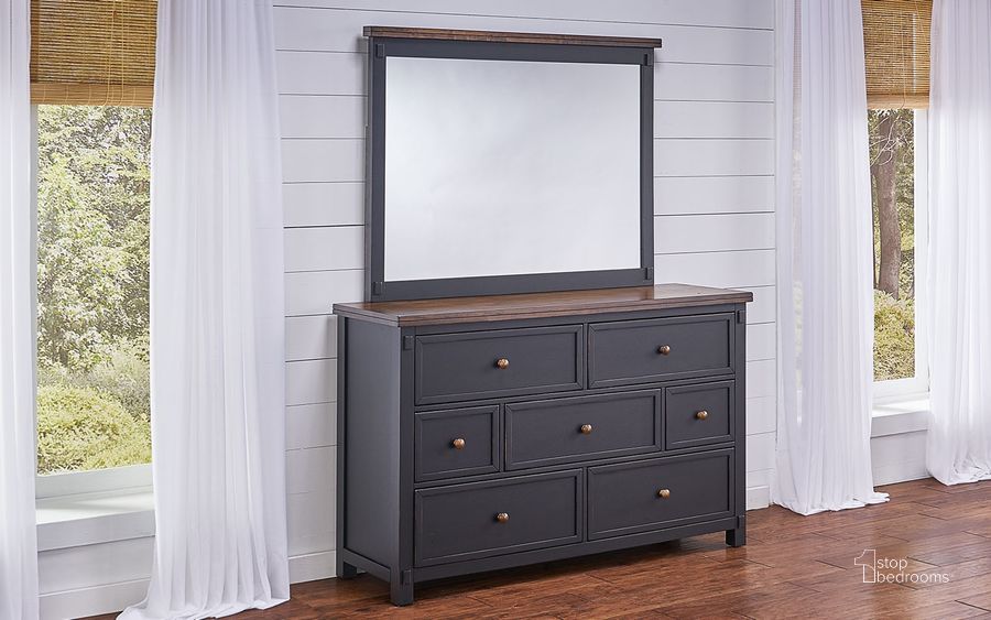 The appearance of Stone Creek Chickory And Black Dresser designed by A-America in the transitional interior design. This brown and gray piece of furniture  was selected by 1StopBedrooms from Stone Creek Collection to add a touch of cosiness and style into your home. Sku: STOBL5500. Product Type: Dresser. Material: Rubberwood. Image1