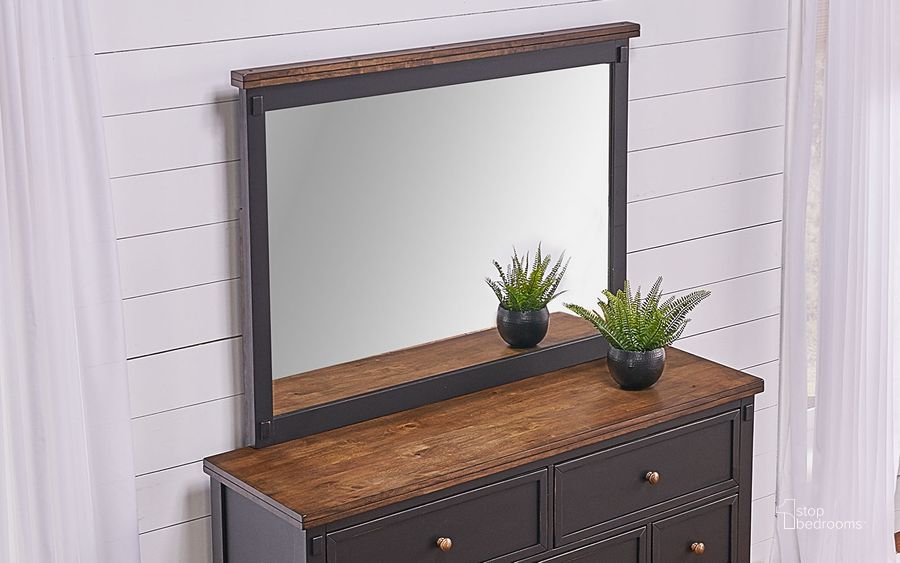 The appearance of Stone Creek Chickory And Black Mirror designed by A-America in the transitional interior design. This brown and gray piece of furniture  was selected by 1StopBedrooms from Stone Creek Collection to add a touch of cosiness and style into your home. Sku: STOBL5550. Product Type: Dresser Mirror. Material: Rubberwood. Image1
