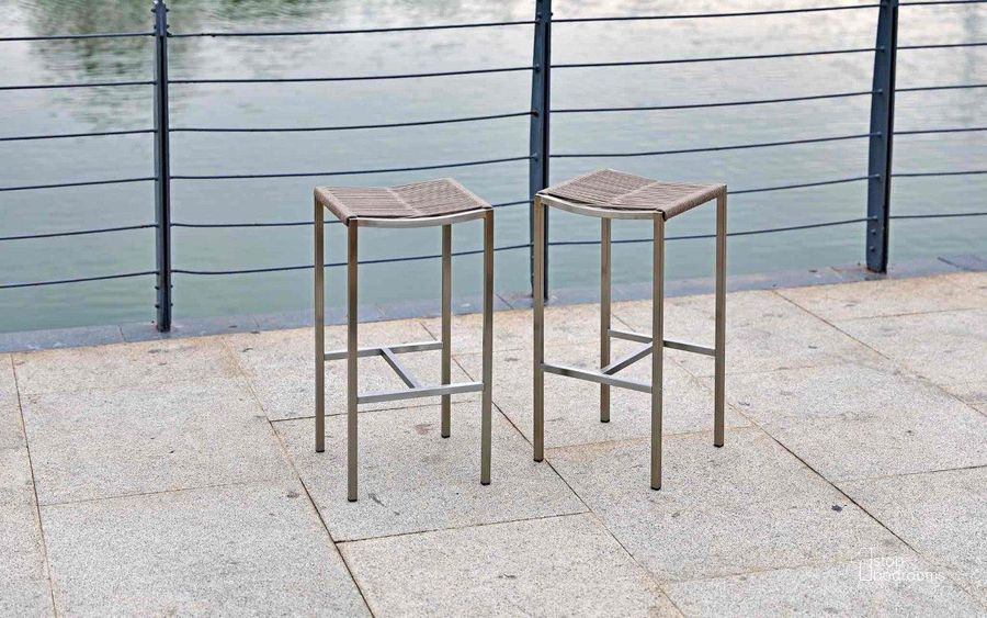 The appearance of Stone Taupe Indoor/ Outdoor Barstool Set of 4 designed by Whiteline Modern Living in the modern / contemporary interior design. This taupe piece of furniture  was selected by 1StopBedrooms from Stone Collection to add a touch of cosiness and style into your home. Sku: BS1597-NBAC. Product Type: Barstool. Material: Rope. Image1