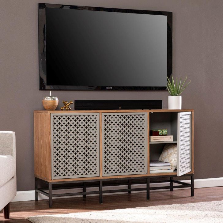 The appearance of Sulham Modern 3 Door Media Cabinet designed by SEI Furniture in the modern / contemporary interior design. This natural piece of furniture  was selected by 1StopBedrooms from Sulham Collection to add a touch of cosiness and style into your home. Sku: MS1099556. Material: Wood. Product Type: Media Console. Image1